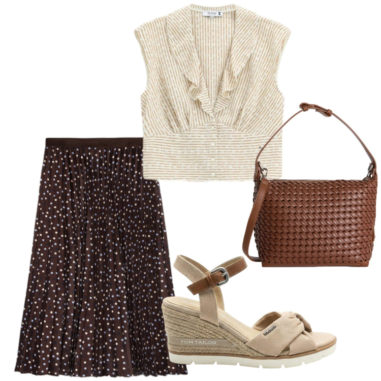 Outfit donna - Total look #2428598. Stile Minimal per Tutti i giorni. Abbinamento con sandali col tacco, borse a spalla, gonne lunghe, camicie.