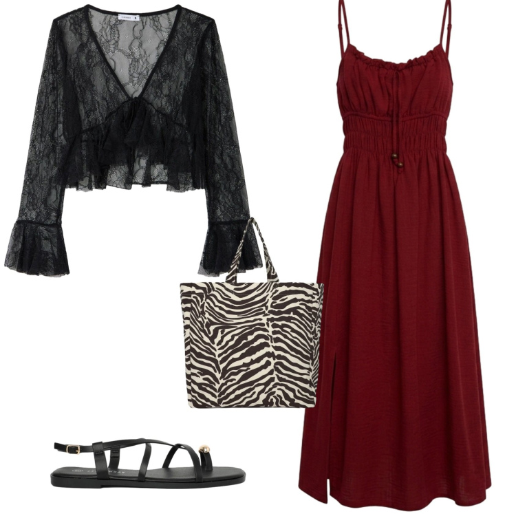 Outfit donna - Boho chic ogni giorno. Stile Boho per Tutti i giorni. Abbinamento con vestiti lunghi, bluse, sandali, shopping bag.