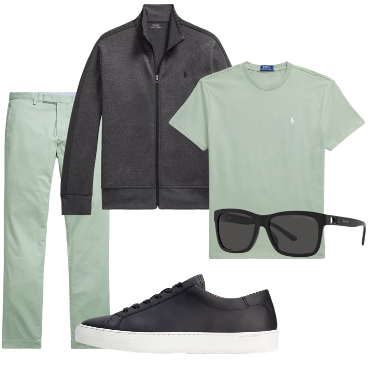 Outfit uomo - Total look #2428662. Stile Casual per Tutti i giorni. Abbinamento con sneakers, pantaloni, occhiali da sole, t-shirt, giacche sportive.