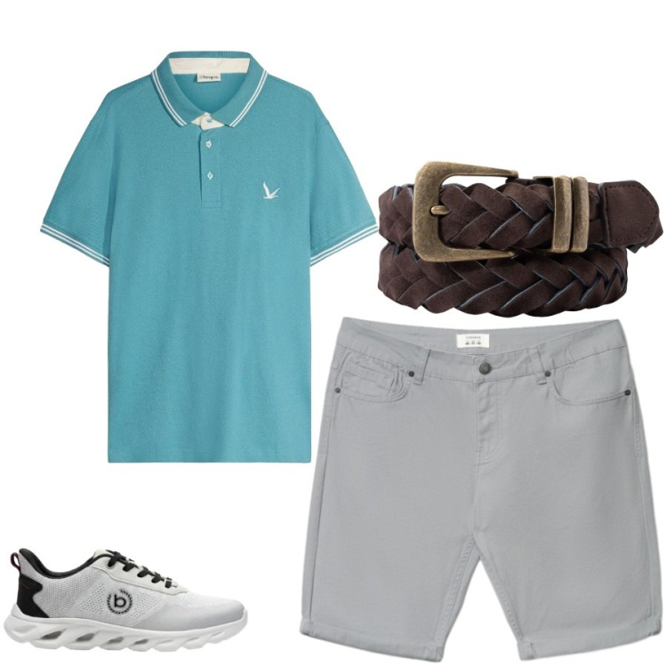 Outfit uomo - Total look #2428683. Stile Urban per Tutti i giorni. Abbinamento con sneakers, polo, bermuda, cinture.