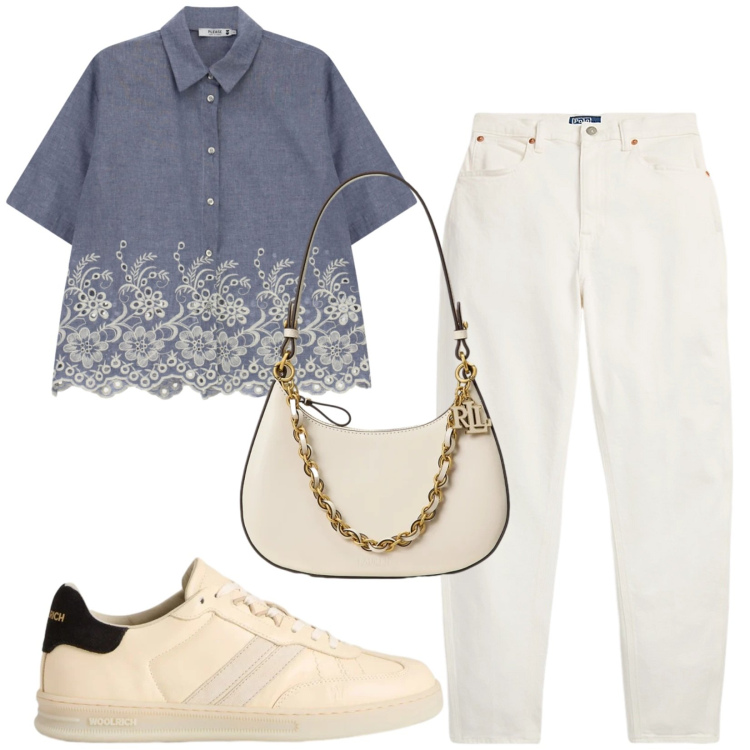 Outfit donna - Total look #2428700. Stile Casual per Tutti i giorni. Abbinamento con camicie a manica corta, jeans, borse a spalla, sneakers.
