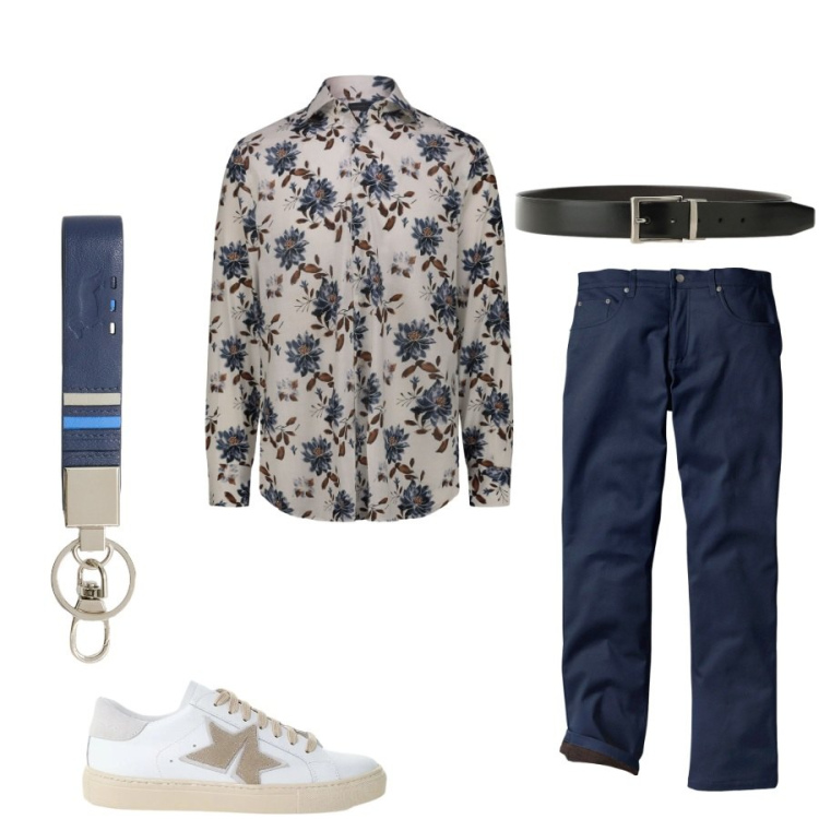 Outfit uomo - Total look #2428817. Stile Casual per Ufficio. Abbinamento con pantaloni, portachiavi, camicie, sneakers, cinture.