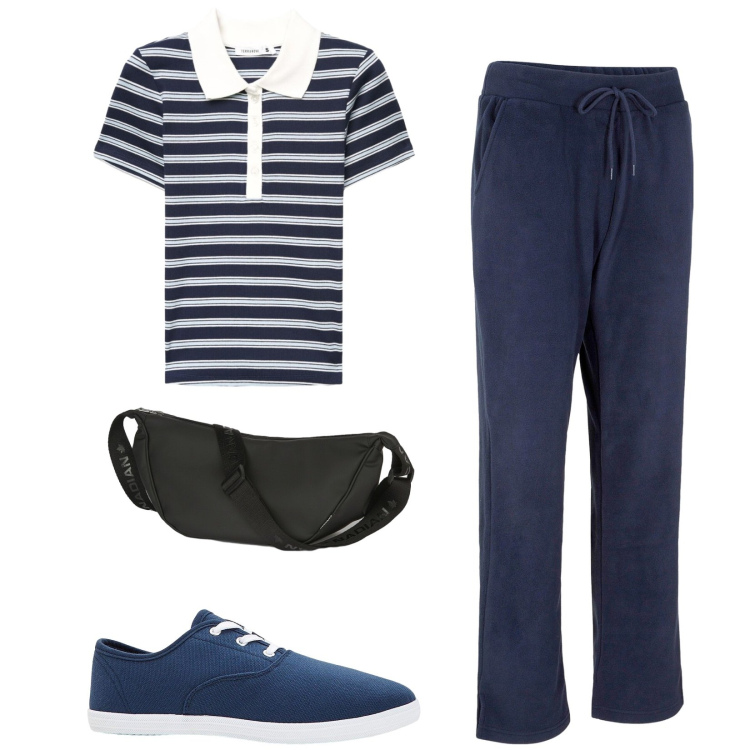 Outfit donna - Total look #2428832. Stile Basic per Tutti i giorni. Abbinamento con pantaloni, sneakers, polo, marsupi.
