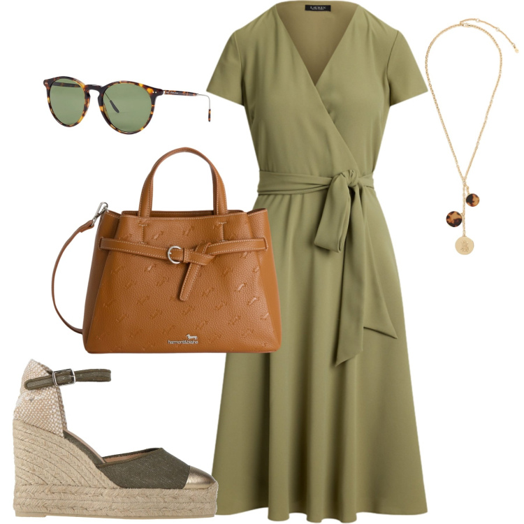 Outfit donna - City. Stile Casual chic per Tutti i giorni. Abbinamento con espadrillas, borse a mano, occhiali da sole, collane, vestiti.