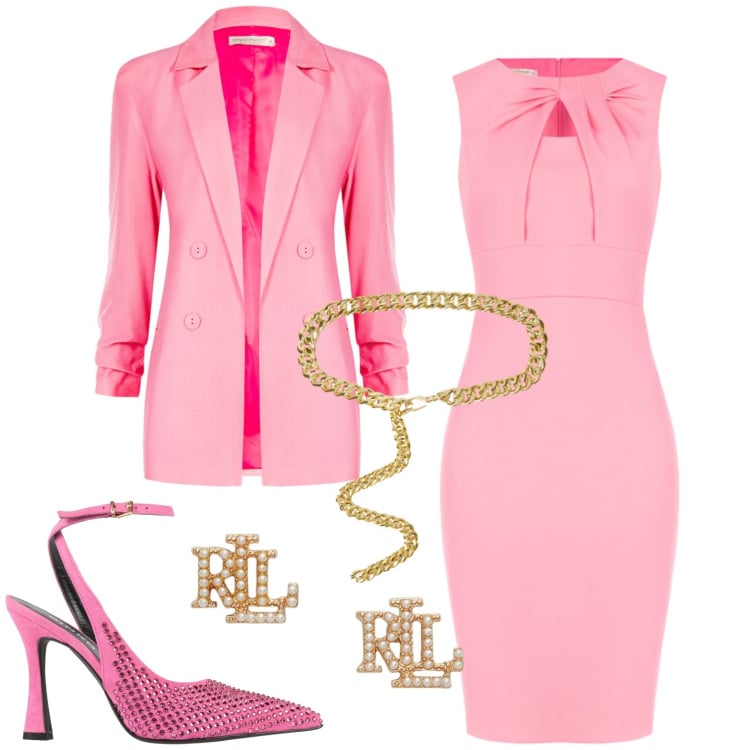 Outfit donna - Cerimonia. Stile Chic per Cerimonia. Abbinamento con décolleté, vestiti a tubino, blazer, cinture, orecchini.