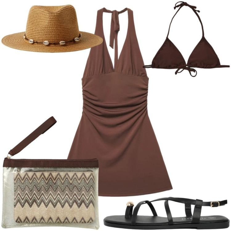 Outfit donna - Sempre trendy con Terranova. Stile Trendy per Mare. Abbinamento con cappelli, pochette, sandali, vestiti corti, bikini.