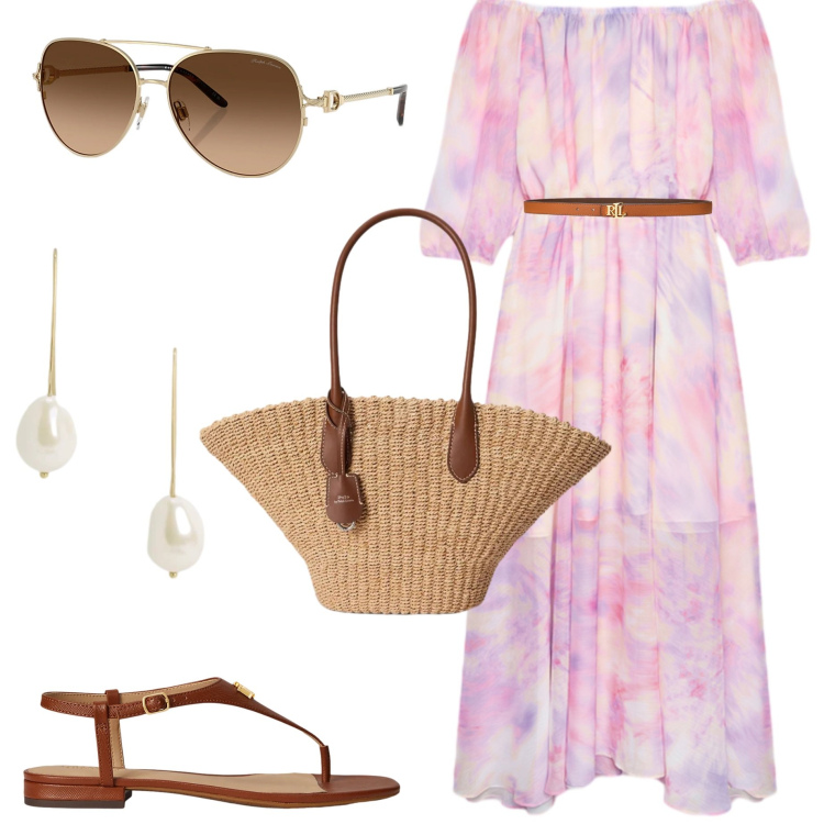 Outfit donna - Abiti fluidi d\'estate. Stile Boho per Tutti i giorni. Abbinamento con vestiti lunghi, sandali in pelle, occhiali da sole, borse tote, orecchini, cinture.