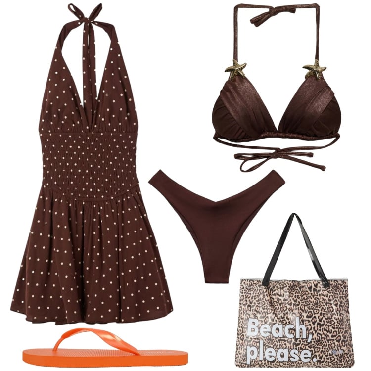 Outfit donna - Estate con Terranova. Stile Casual per Mare. Abbinamento con vestiti corti, borse tote, bikini, infradito, bikini.