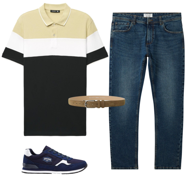 Outfit uomo - Un nonno alla moda!. Stile Urban per Tutti i giorni. Abbinamento con sneakers, jeans, polo, cinture.