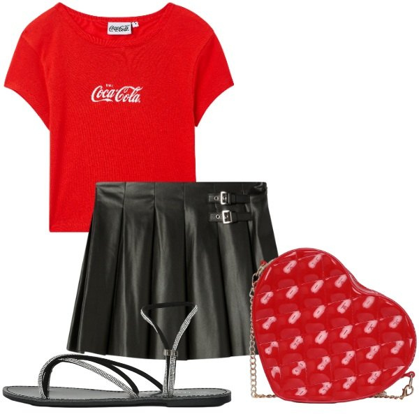 Outfit donna - Terranova - estate 2026. Stile Glamour per Tutti i giorni. Abbinamento con t-shirt, borse a tracolla, minigonne, sandali.