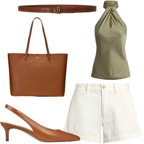 Outfit donna - Total look #2429041. Stile Bon Ton per Tutti i giorni. Abbinamento con borse tote, décolleté, bluse, cinture, shorts.