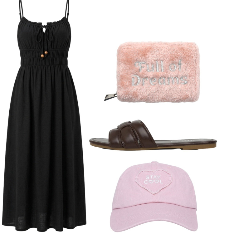 Outfit donna - Terranova - Summer Essentials. Stile Casual per Serata fuori. Abbinamento con cappelli, portafogli, ciabatte, vestiti lunghi.
