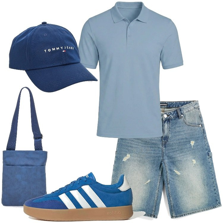 Outfit uomo - Pittarello - Summer Collection. Stile Casual per Tutti i giorni. Abbinamento con sneakers, portafogli, cappelli con visiera, shorts, polo.