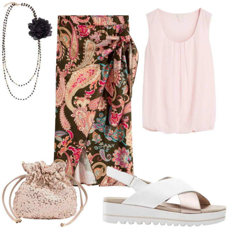 Outfit donna - La borsetta trendy. Stile Trendy per Tutti i giorni. Abbinamento con gonne longuette, top, sandali, pochette, collane.