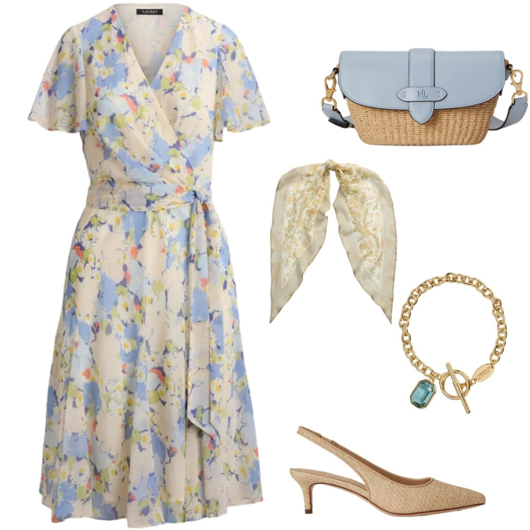 Outfit donna - Modern Bridgerton - Curvy. Stile Bon Ton per Tutti i giorni. Abbinamento con vestiti midi/longuette, borse a spalla, décolleté, foulard, braccialetti.