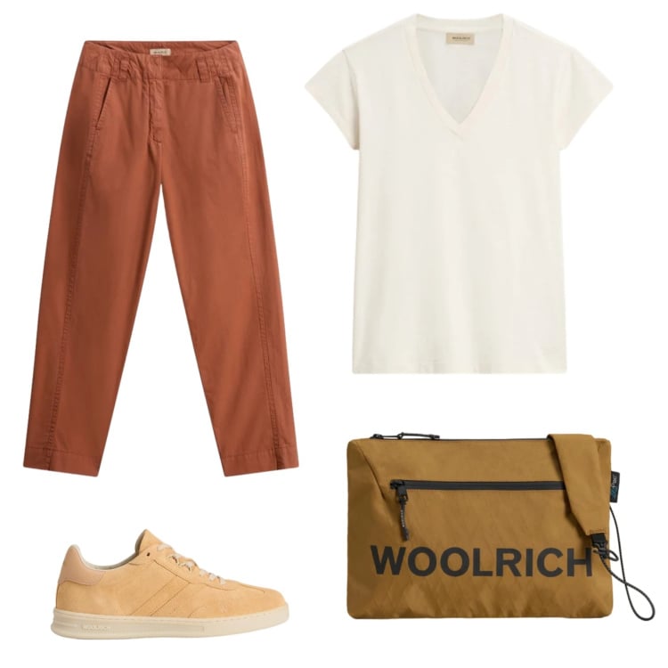Outfit donna - Total look #2429164. Stile Casual per Tutti i giorni. Abbinamento con borse a tracolla, sneakers, pantaloni, t-shirt.