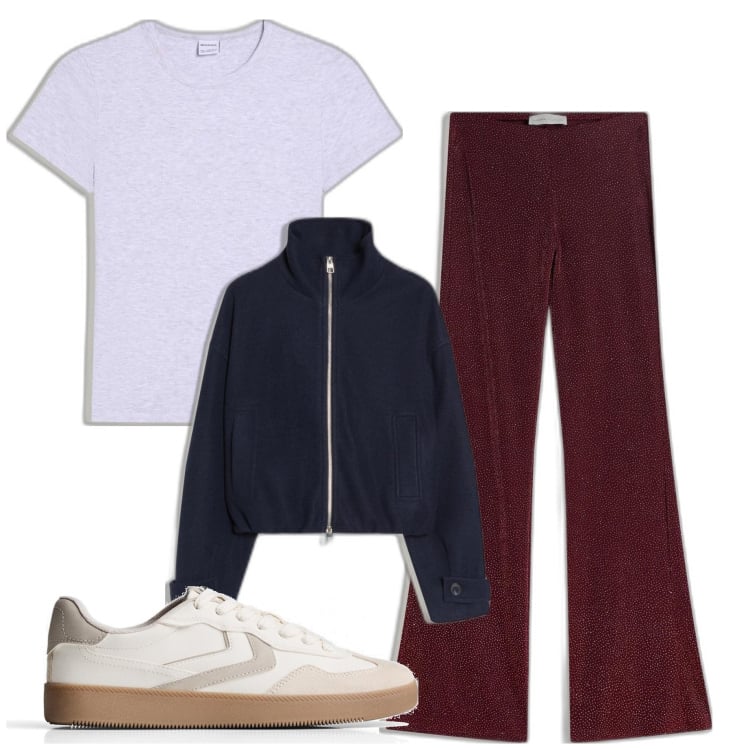 Outfit mujer - Chic #6390. Estilo Chic para Todos los días. Combinación con pantalones, camiseta, blazers, sneakers.