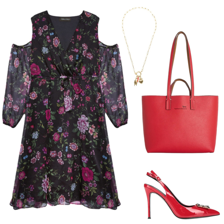 Outfit donna - Total look #2429199. Stile Casual chic per Tutti i giorni. Abbinamento con décolleté, shopping bag, vestiti midi/longuette, ciondoli.