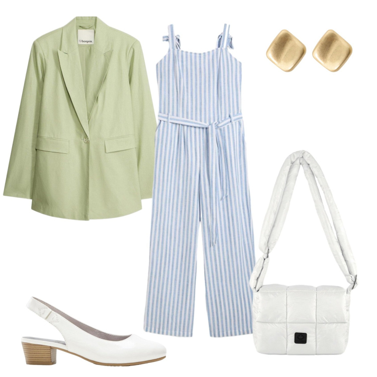 Outfit donna - Total look #2429211. Stile Casual chic per Ufficio. Abbinamento con blazer, décolleté, tute, orecchini, borse a spalla.