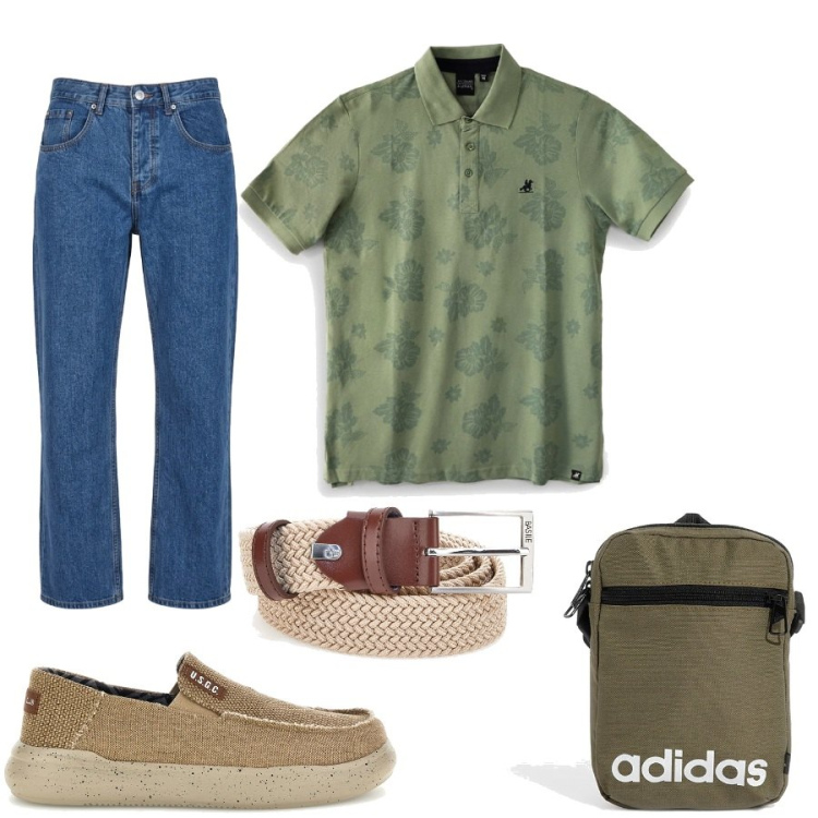 Outfit uomo - Total look #2429225. Stile Casual per Tutti i giorni. Abbinamento con borse sportive, cinture, scarpe stringate, polo, jeans.