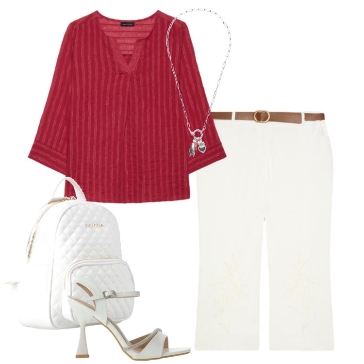 Outfit donna - Total look #2429284. Stile Casual chic per Tutti i giorni. Abbinamento con zaini, sandali gioiello, pantaloni, bluse, ciondoli.