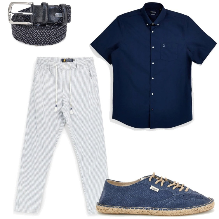 Outfit uomo - Cene estive vista mare. Stile Trendy per Serata speciale. Abbinamento con espadrillas, pantaloni, camicie a manica corta, cinture.