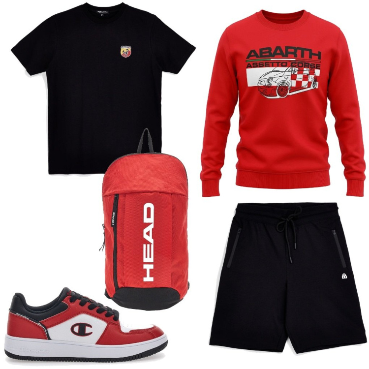 Outfit uomo - L.8 Colore. Stile Urban per Tutti i giorni. Abbinamento con zaini, shorts, felpe, t-shirt, sneakers.