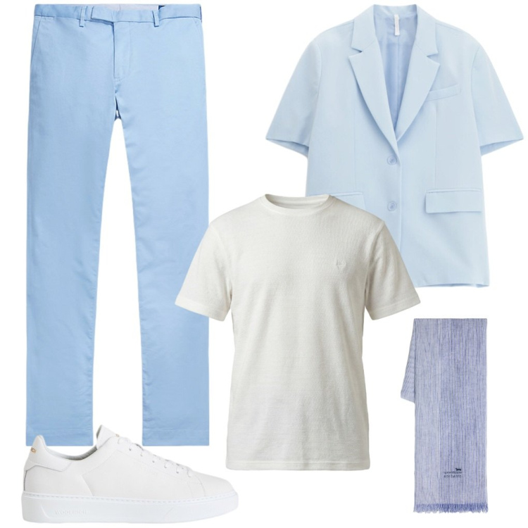 Outfit uomo - L.12 cerimonia teen. Stile Business/Elegante per Cerimonia. Abbinamento con sciarpe, t-shirt, giacche, sneakers, pantaloni.