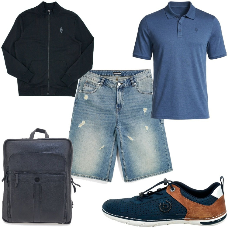 Outfit uomo - Pittarello - Summer Collection. Stile Trendy per Tutti i giorni. Abbinamento con felpe, scarpe stringate, borse sportive, shorts, polo.
