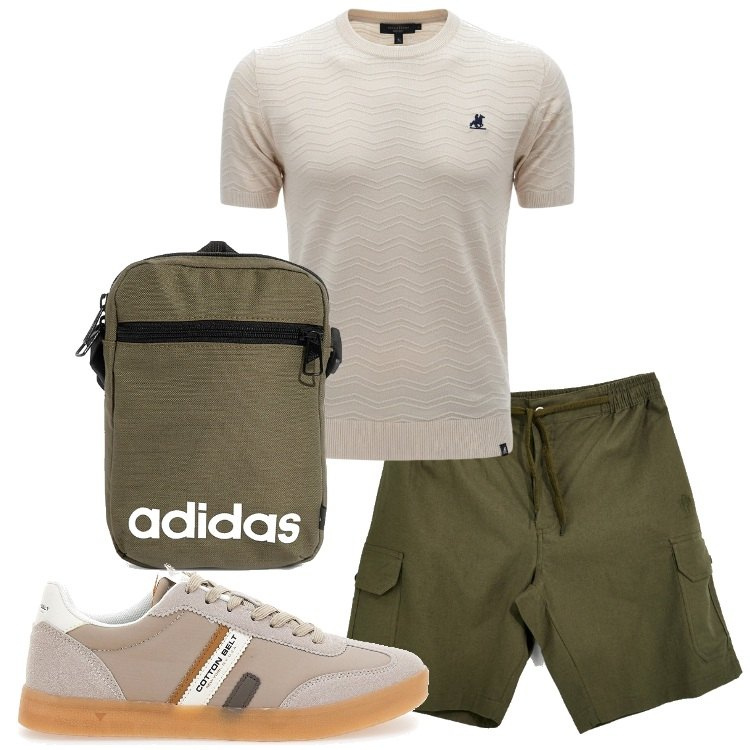 Outfit uomo - Pittarello - Summer Collection. Stile Casual per Tutti i giorni. Abbinamento con sneakers, borse sportive, bermuda, maglieria.