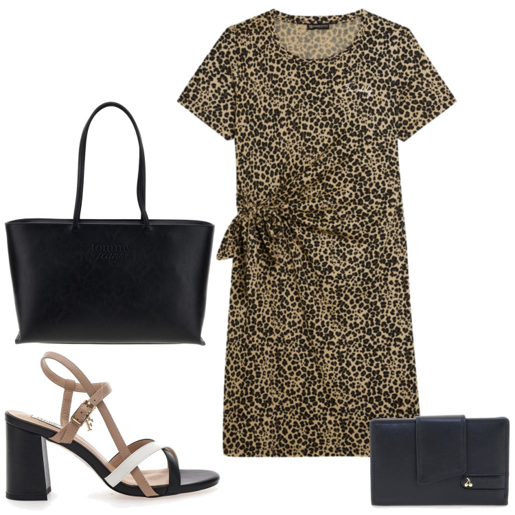 Outfit donna - Sporty Summer Freddy. Stile Casual per Tutti i giorni. Abbinamento con vestiti midi/longuette, sandali col tacco, borse a spalla, portafogli.