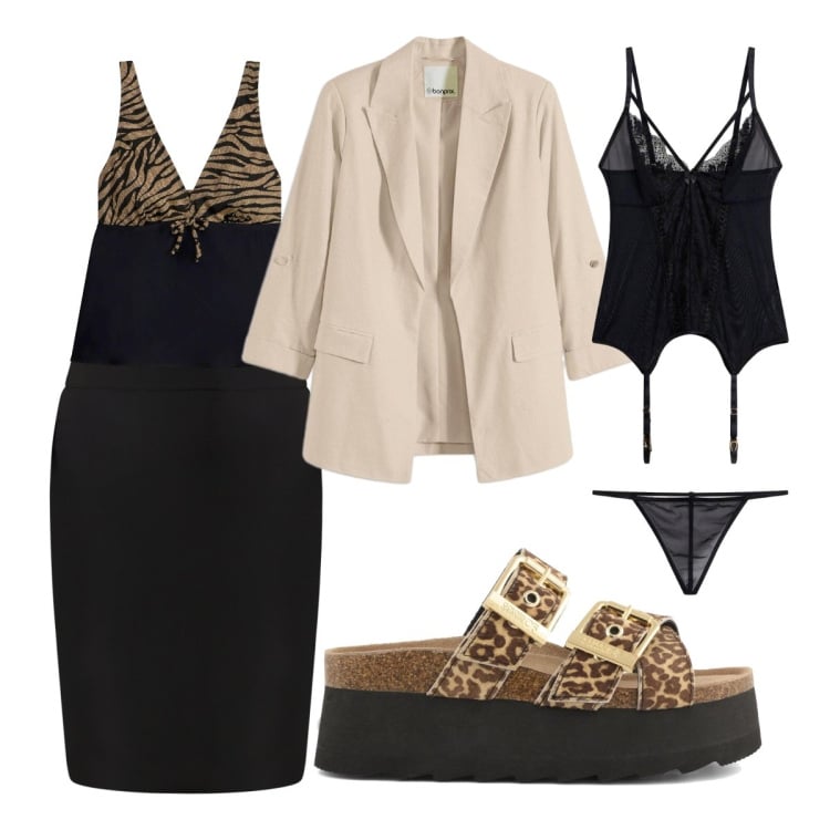 Outfit donna - Blazer lino. Stile Trendy per Ufficio. Abbinamento con blazer, canottiere, body, gonne, zeppe.