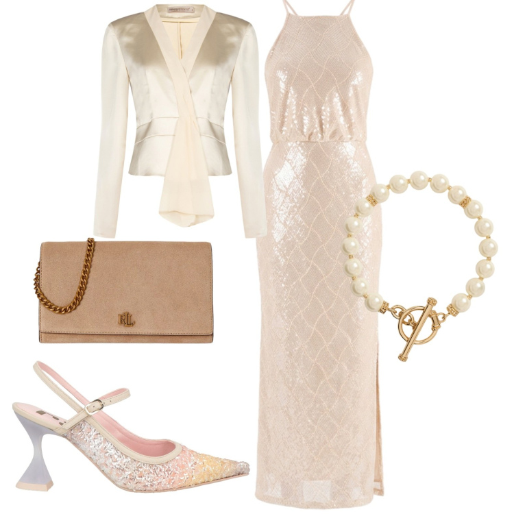 Outfit donna - Cerimonia. Stile Chic per Cerimonia. Abbinamento con décolleté, collane, borse a tracolla, blazer, vestiti lunghi.