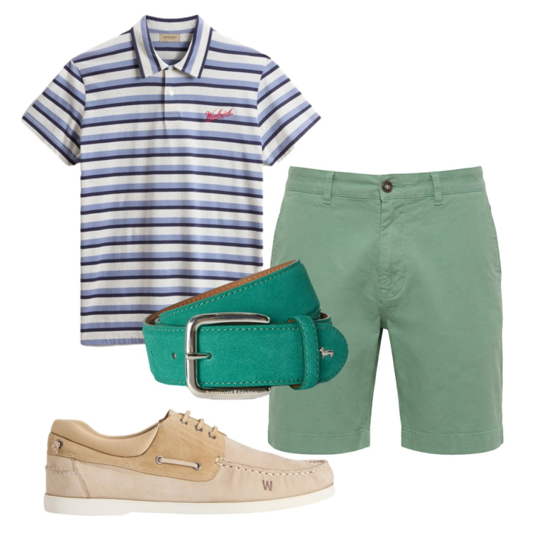 Outfit uomo - Total look #2429644. Stile Casual per Tutti i giorni. Abbinamento con bermuda, cinture, polo, scarpe stringate.