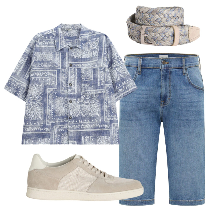 Outfit uomo - Total look #2429652. Stile Casual per Tutti i giorni. Abbinamento con bermuda, sneakers, cinture, camicie a manica corta.