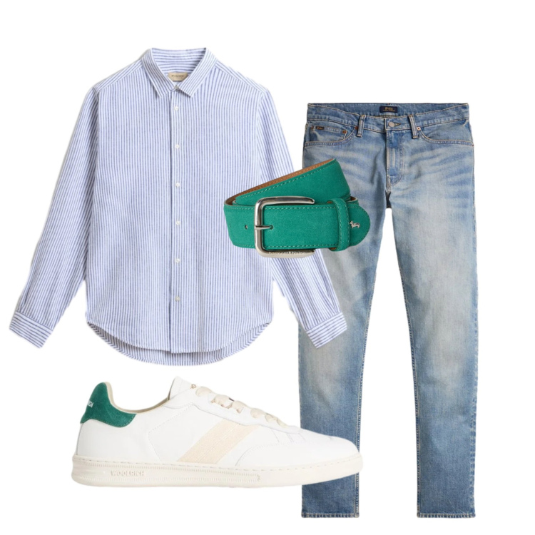 Outfit uomo - Total look #2429655. Stile Casual per Serata speciale. Abbinamento con cinture, sneakers, camicie, jeans.