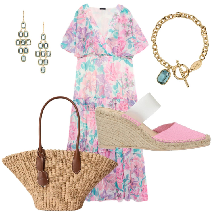 Outfit donna - Total look #2429739. Stile Romantica per Tutti i giorni. Abbinamento con espadrillas, vestiti lunghi, borse tote, orecchini, braccialetti.