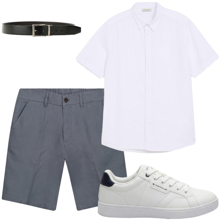 Outfit uomo - Pamtaloncino in lino. Stile Trendy per Serata speciale. Abbinamento con sneakers, camicie a manica corta, bermuda, cinture.