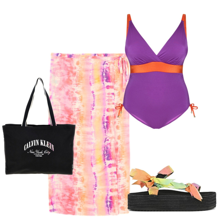 Outfit donna - Mare. Stile Casual per Mare. Abbinamento con costumi interi, vestiti da spiaggia, sandali, borse a spalla.