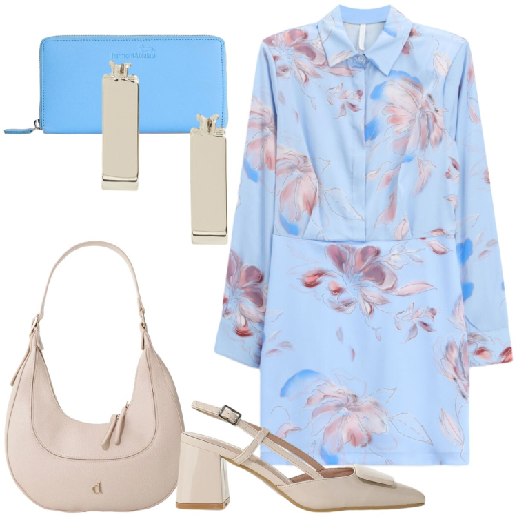Outfit donna - Total look #2429790. Stile Casual chic per Ufficio. Abbinamento con portafogli, vestiti corti, décolleté, borse a tracolla, orecchini.