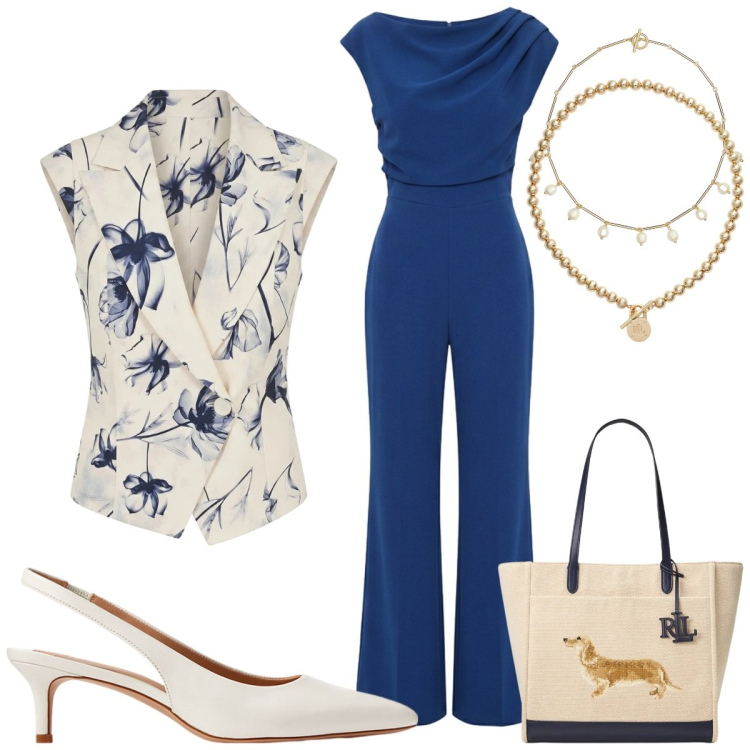 Outfit donna - Chic in saldo. Stile Chic per Cerimonia. Abbinamento con tute, gilet, collane, décolleté, borse tote, collane.