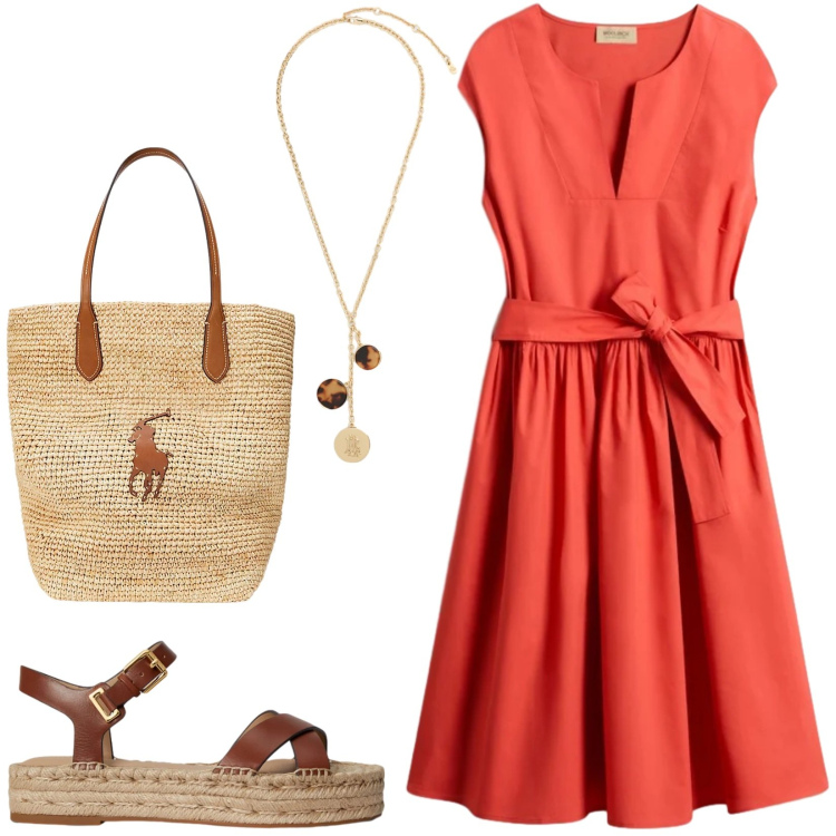 Outfit donna - Total look #2429802. Stile Casual chic per Tutti i giorni. Abbinamento con espadrillas, collane, borse tote, vestiti corti.