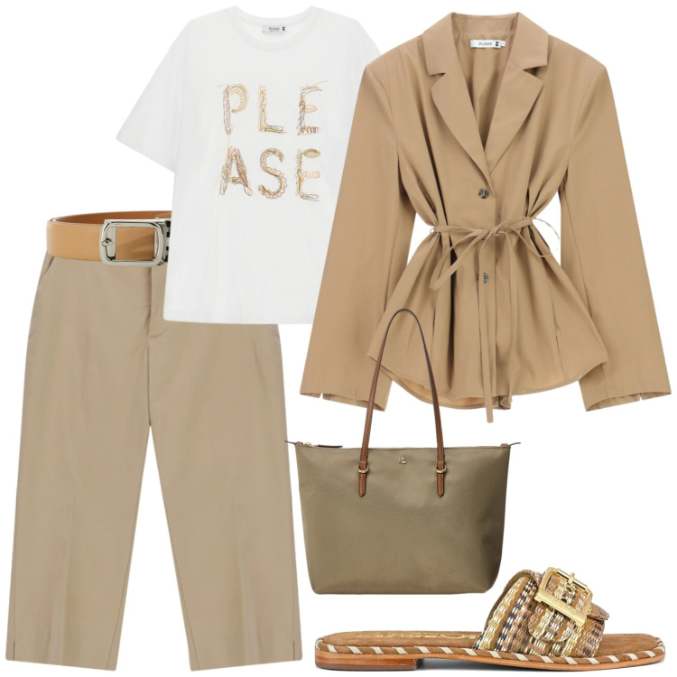 Outfit donna - Casual e ..... Stile Casual per Tutti i giorni. Abbinamento con cinture, bermuda, t-shirt, blazer, borse tote, ciabatte.