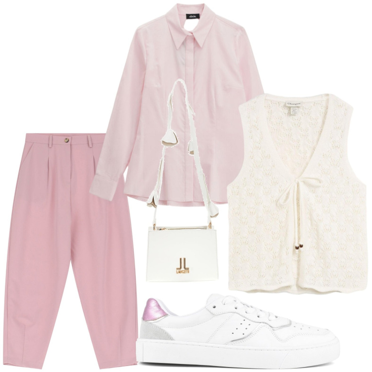 Outfit donna - Watermelon Pink - Pink Summer Energy. Stile Casual per Tutti i giorni. Abbinamento con maglieria, pantaloni, camicie, sneakers, borse a tracolla.