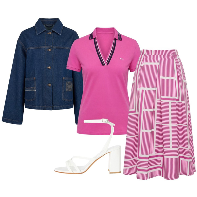 Outfit donna - Stile easy chic. Stile Chic per Ufficio. Abbinamento con polo, gonne lunghe, cappotti, sandali in pelle.
