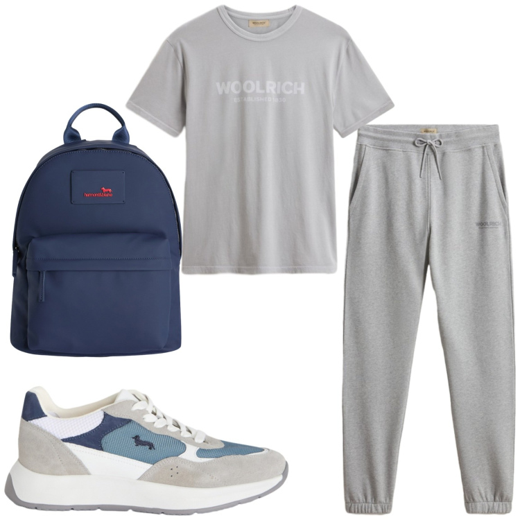 Outfit uomo - Total look #2429879. Stile Casual per Sport. Abbinamento con sneakers, borse sportive, t-shirt, pantaloni.