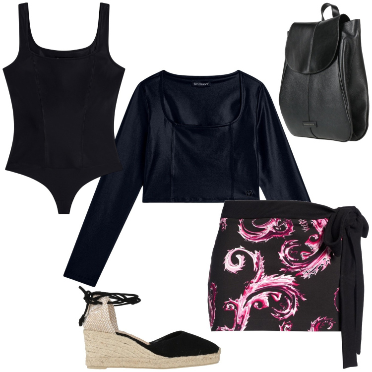 Outfit donna - Total look #2429947. Stile Casual per Sport. Abbinamento con zaini, espadrillas, gonne sportive, maglieria, top.