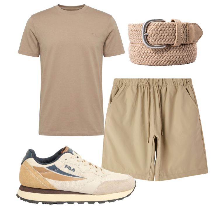 Outfit uomo - Total look #2429953. Stile Casual per Tutti i giorni. Abbinamento con sneakers, t-shirt, shorts, cinture.