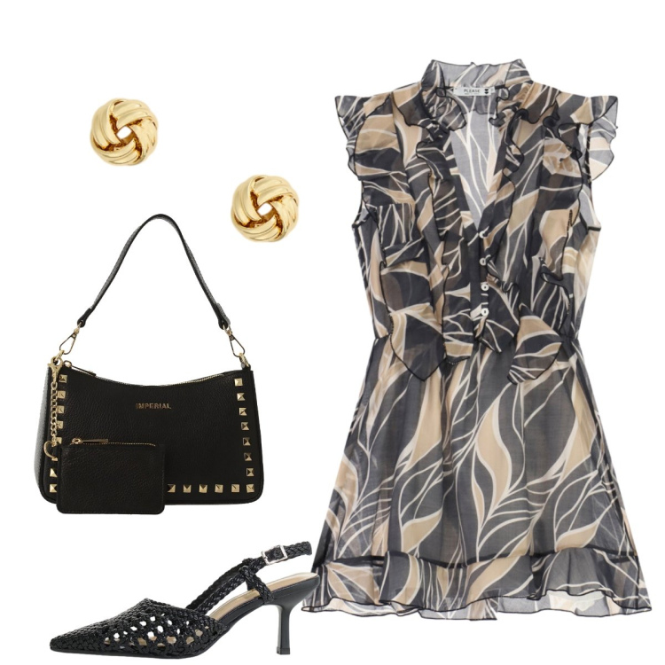 Outfit donna - Serata…in corto!. Stile Glamour per Serata fuori. Abbinamento con borse a spalla, décolleté, vestiti corti, orecchini.