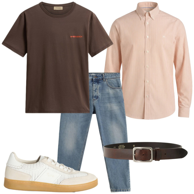 Outfit uomo - Total look #2430039. Stile Trendy per Tutti i giorni. Abbinamento con sneakers, camicie, t-shirt, jeans, cinture.